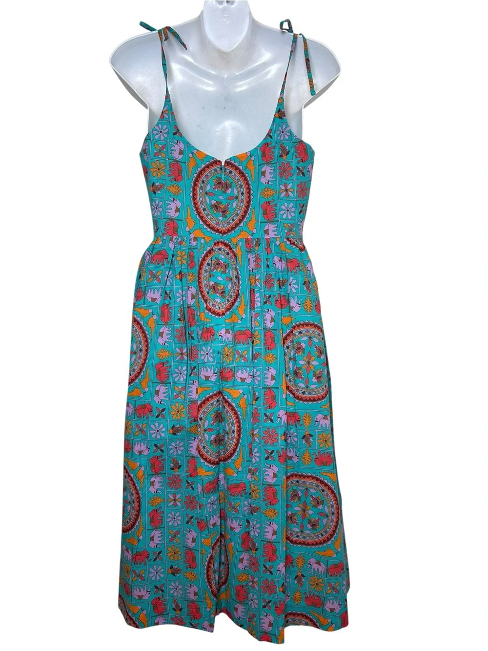 Drake’s London J. Crew blue tile a line sleeveless dress size 2 elephant summer